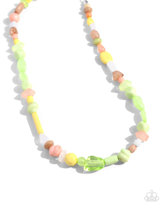 Colored Can-Can Paparazzi Accessories Necklace with Earrings - Green