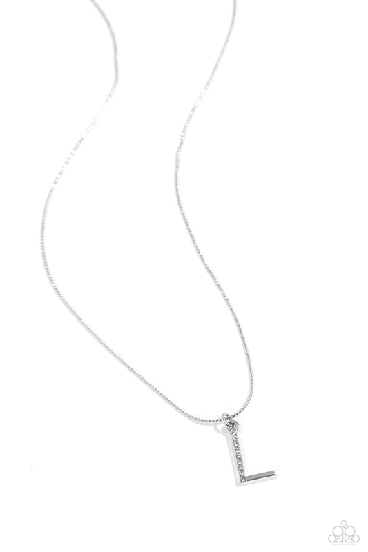 L - Letter of the Law Paparazzi Accessories Necklaces with Earrings Silver