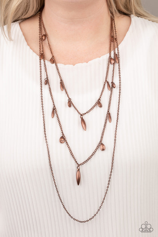 Bravo Bravado Paparazzi Accessories Necklace with Earrings - Copper