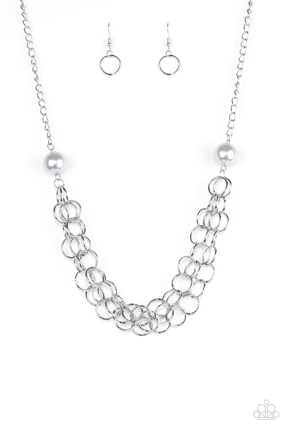 Daring Diva Paparazzi Necklace with Earrings Silver