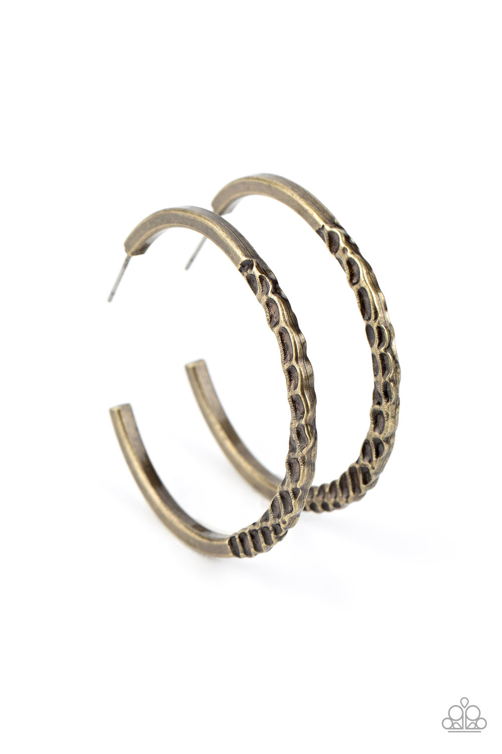 Imprinted Intensity Paparazzi Accessories Hoop Earrings Brass