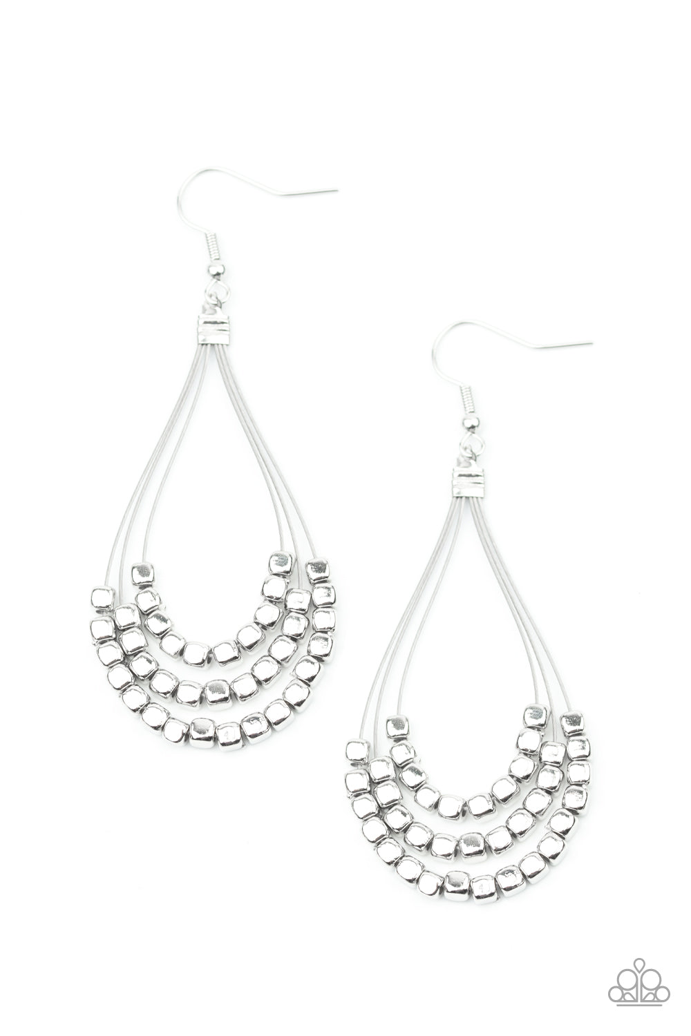 Off The Blocks Shimmer Paparazzi Accessories Earrings Silver