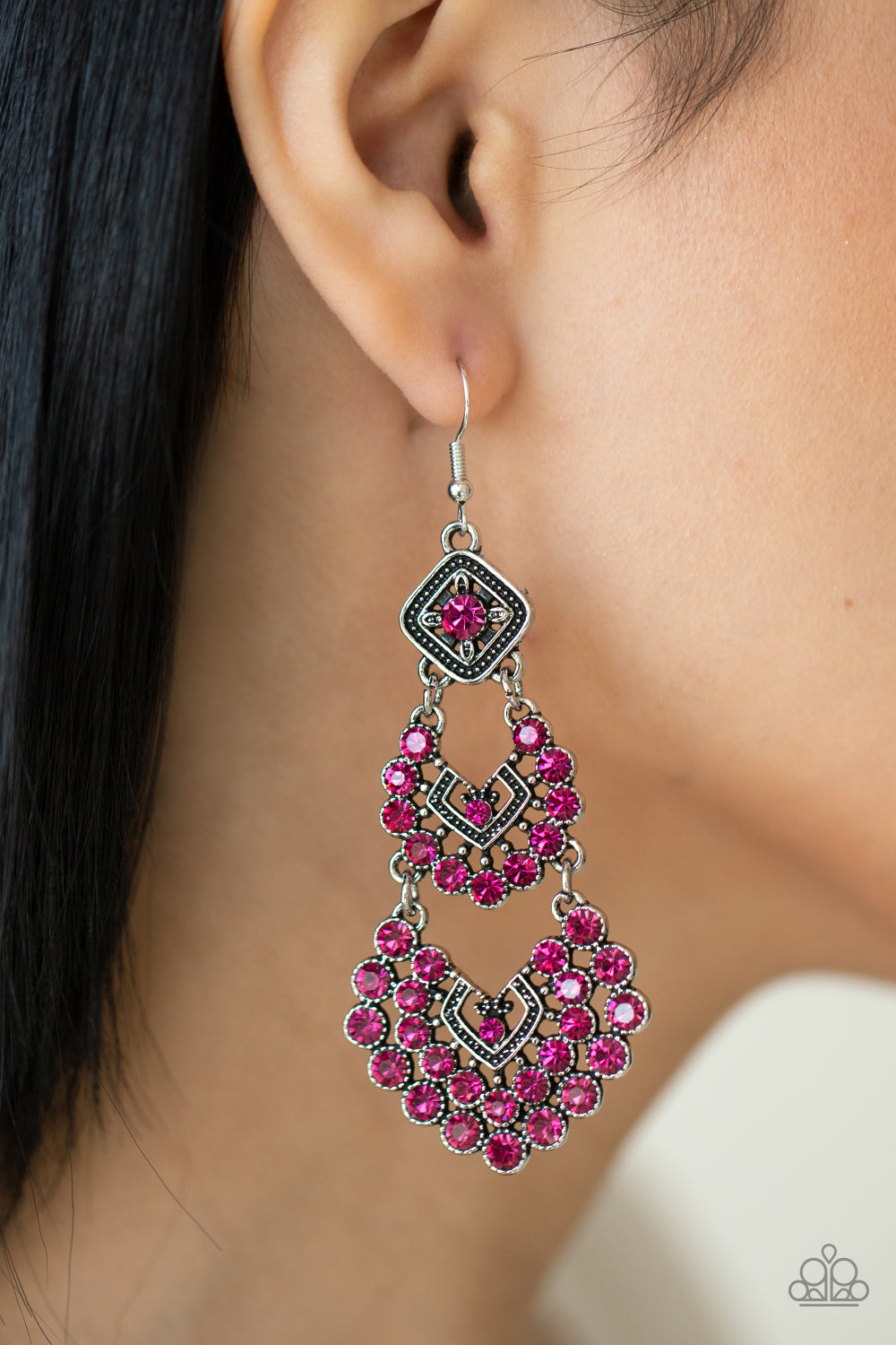 All For The GLAM Paparazzi Accessories Earrings - Pink