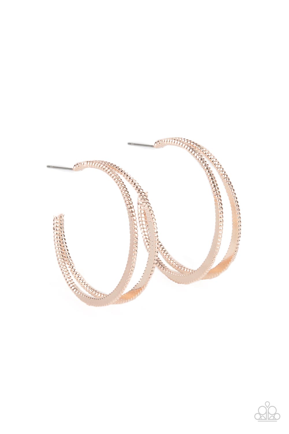 Rustic Curves Paparazzi Accessories Hoop Earrings Rose Gold