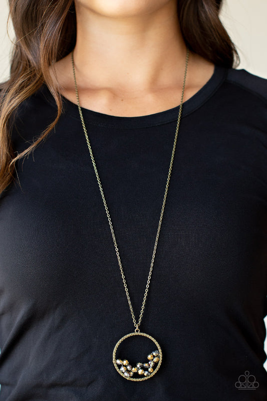 Galactic Glow Paparazzi Accessories Necklace with Earrings Brass