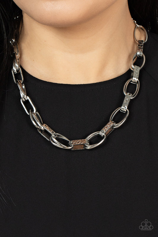 Motley In Motion Paparazzi Accessories Necklace with Earrings Silver