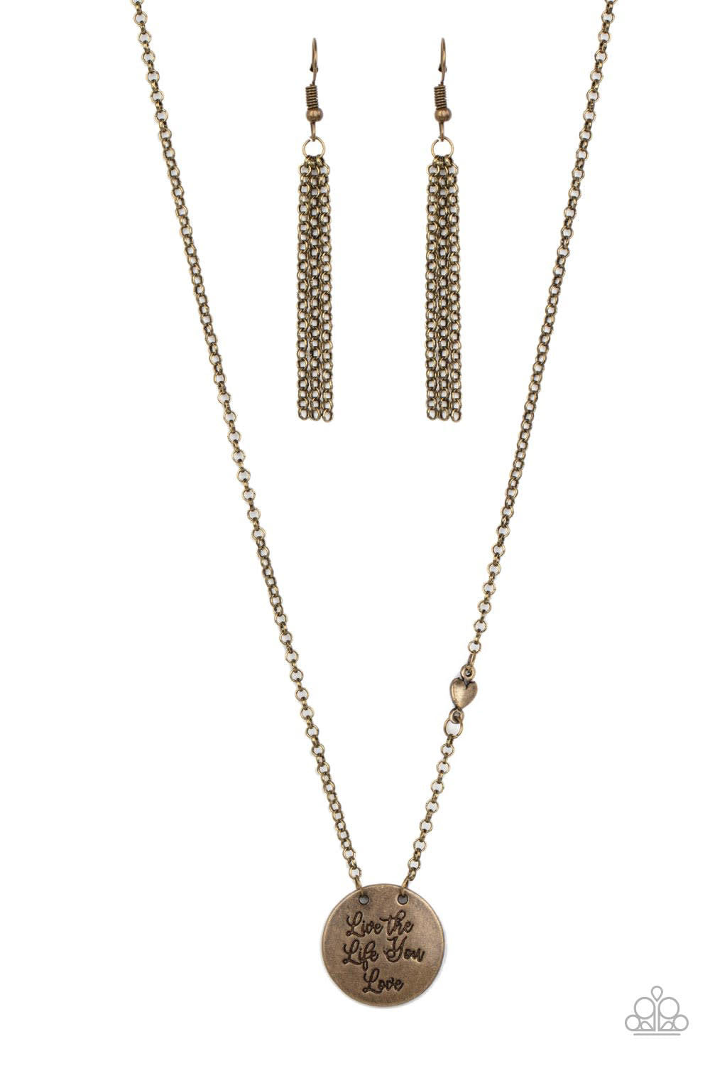 Live The Life You Love Paparazzi Accessories Necklace with Earrings Brass
