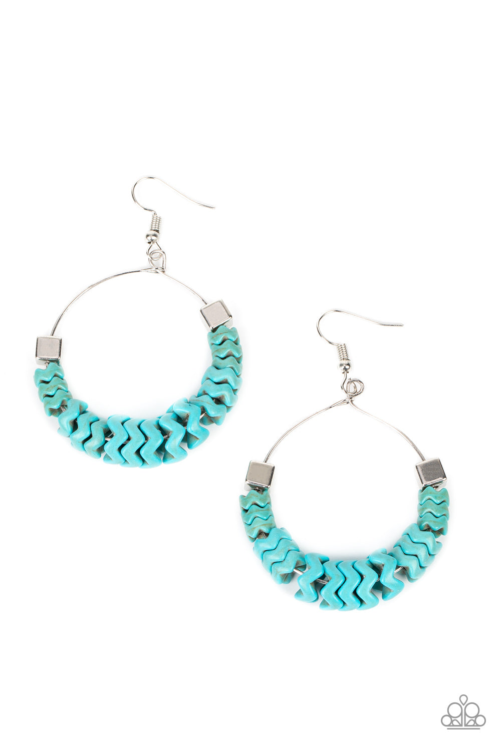 Capriciously Crimped Paparazzi Accessories Earrings Blue