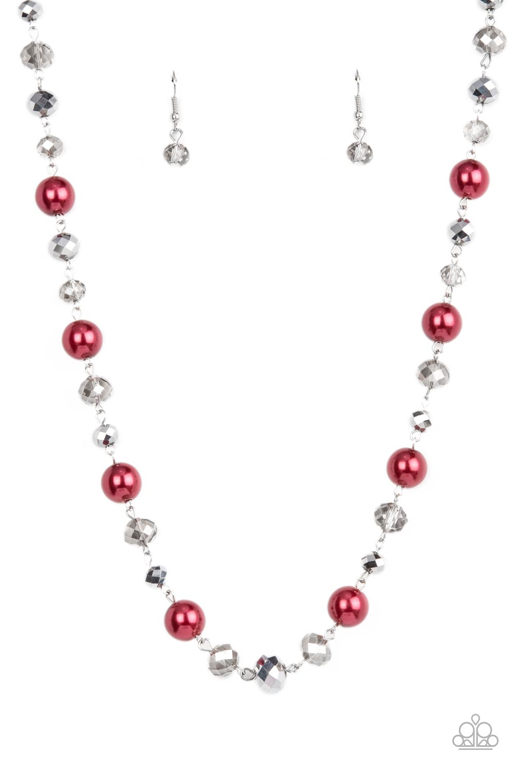 Decked Out Dazzle Paparazzi Necklace with Earrings -  Red