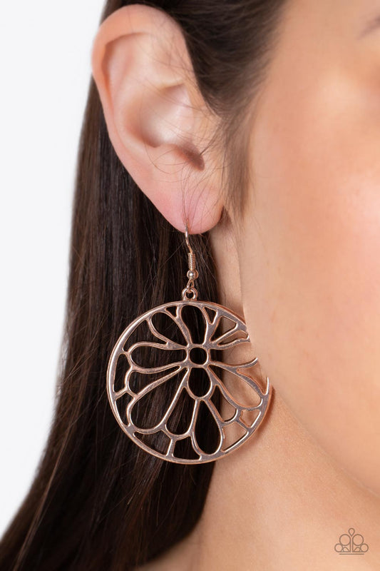 Glowing Glades Paparazzi Accessories Earrings Rose Gold