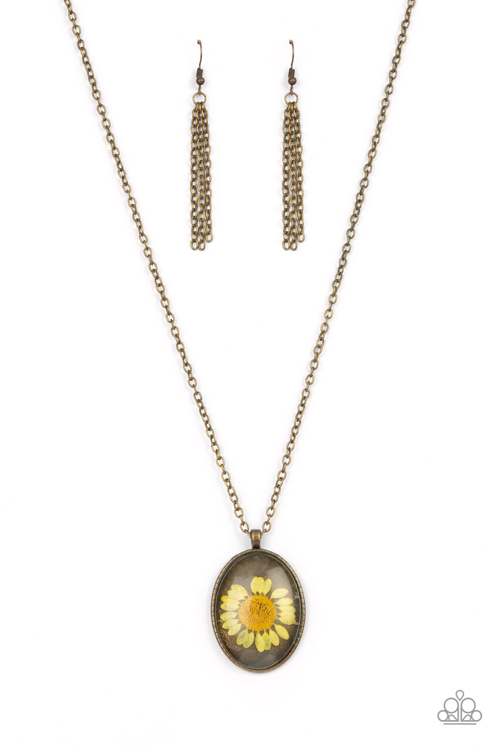 Prairie Passion Paparazzi Accessories Necklace with Earrings Yellow