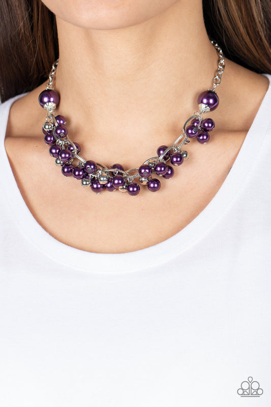 Party Crasher Paparazzi Accessories Necklace with Earrings Purple