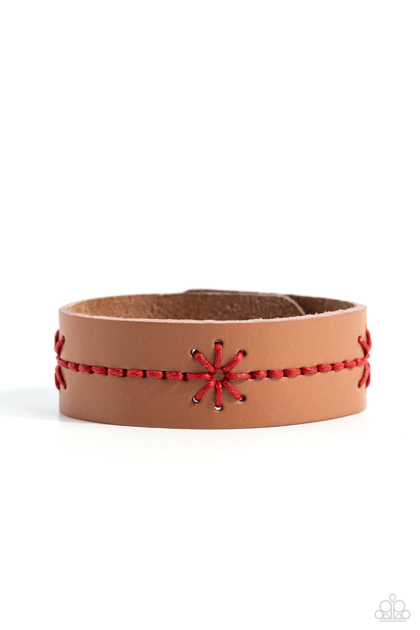 Cross-Stitched Gardens Paparazzi Accessories Bracelet. - Red
