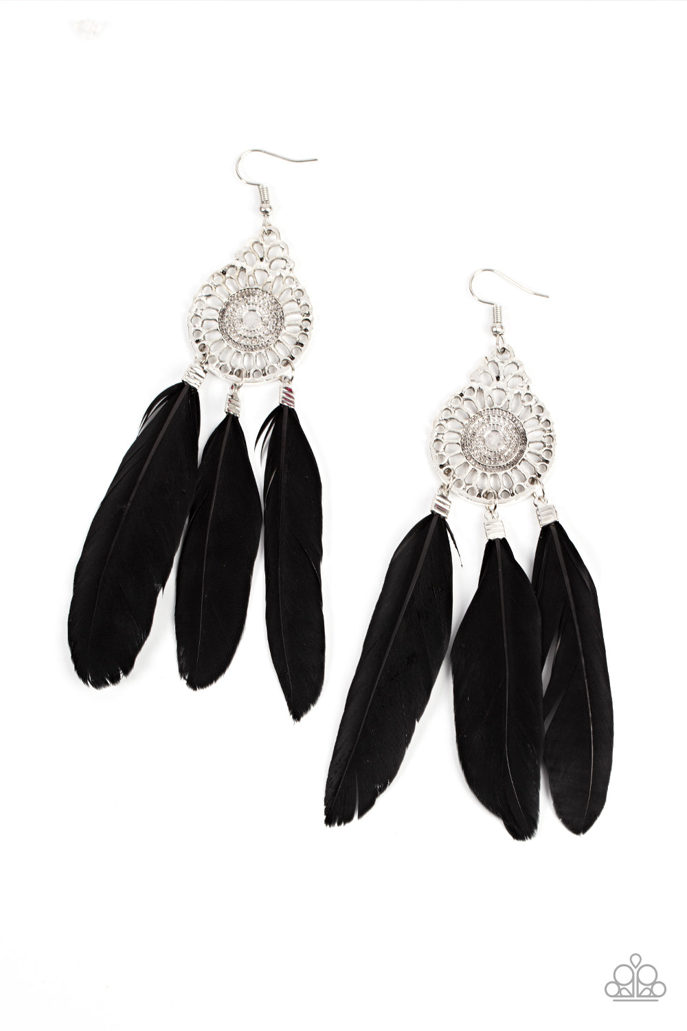 Pretty in PLUMES Paparazzi Accessories Earrings Black