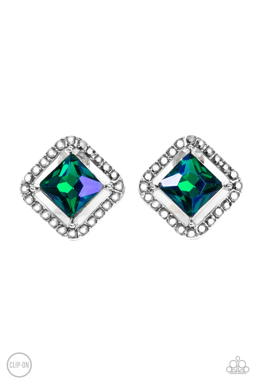 Cosmic Catwalk Paparazzi Accessories Clip On Earrings Green