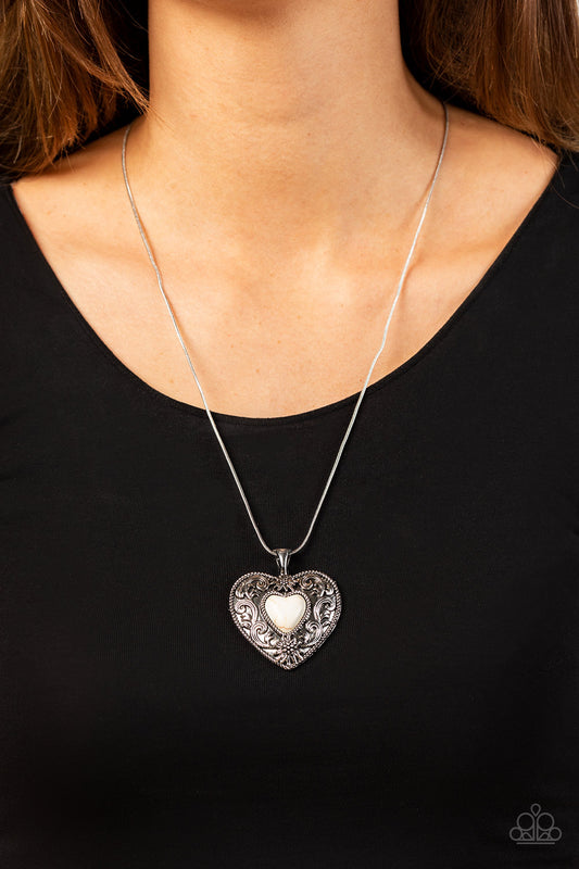 Wholeheartedly Whimsical Paparazzi Accessories Necklace with Earrings White