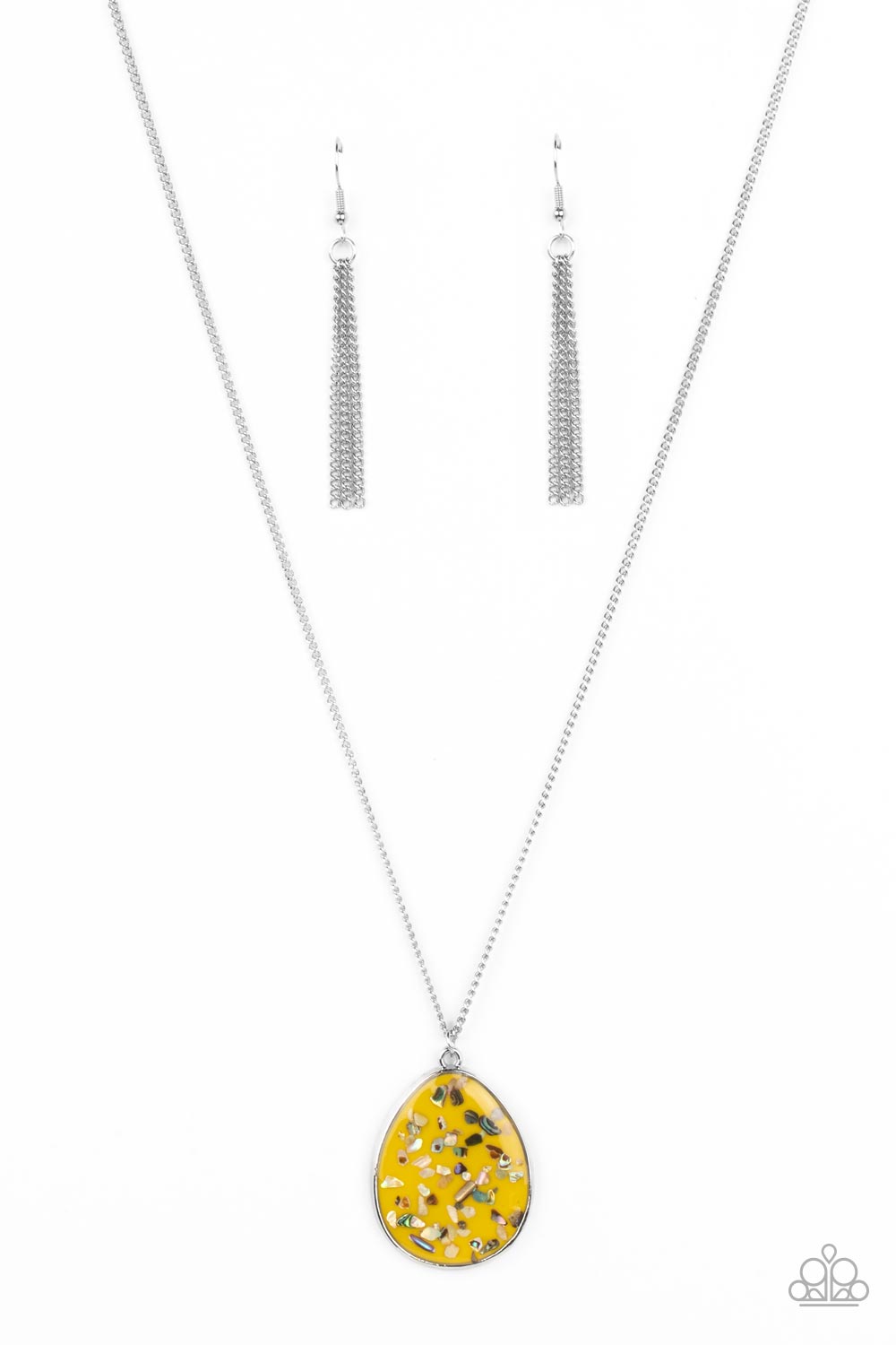 Shimmering Seafloors Paparazzi Accessories Necklace with Earrings Yellow