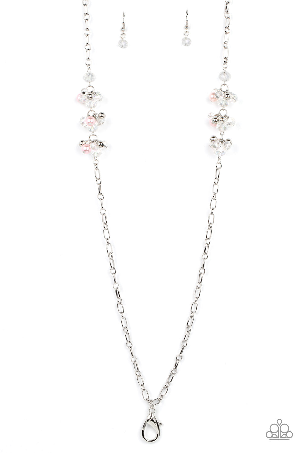 Poshly Parisian Paparazzi Accessories Laynard with Earrings Pink