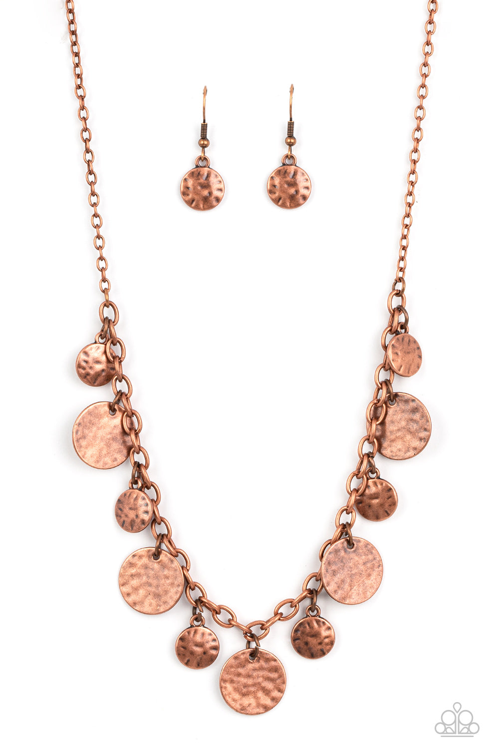 Model Medallions Paparazzi Accessories Necklace with Earrings Copper