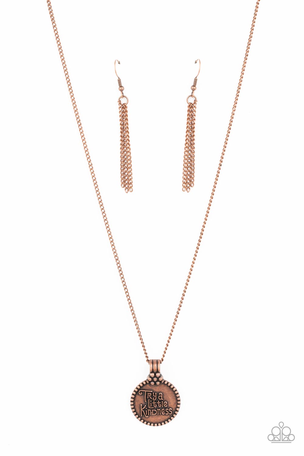The KIND Side Paparazzi Accessories Necklace with Earrings Copper