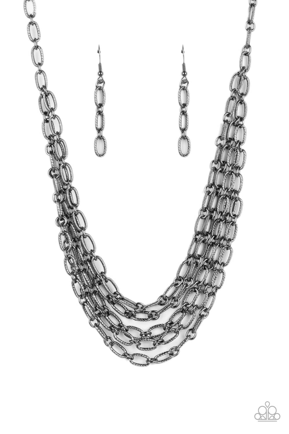 House of CHAIN Paparazzi Accessories Necklace with Earrings Black