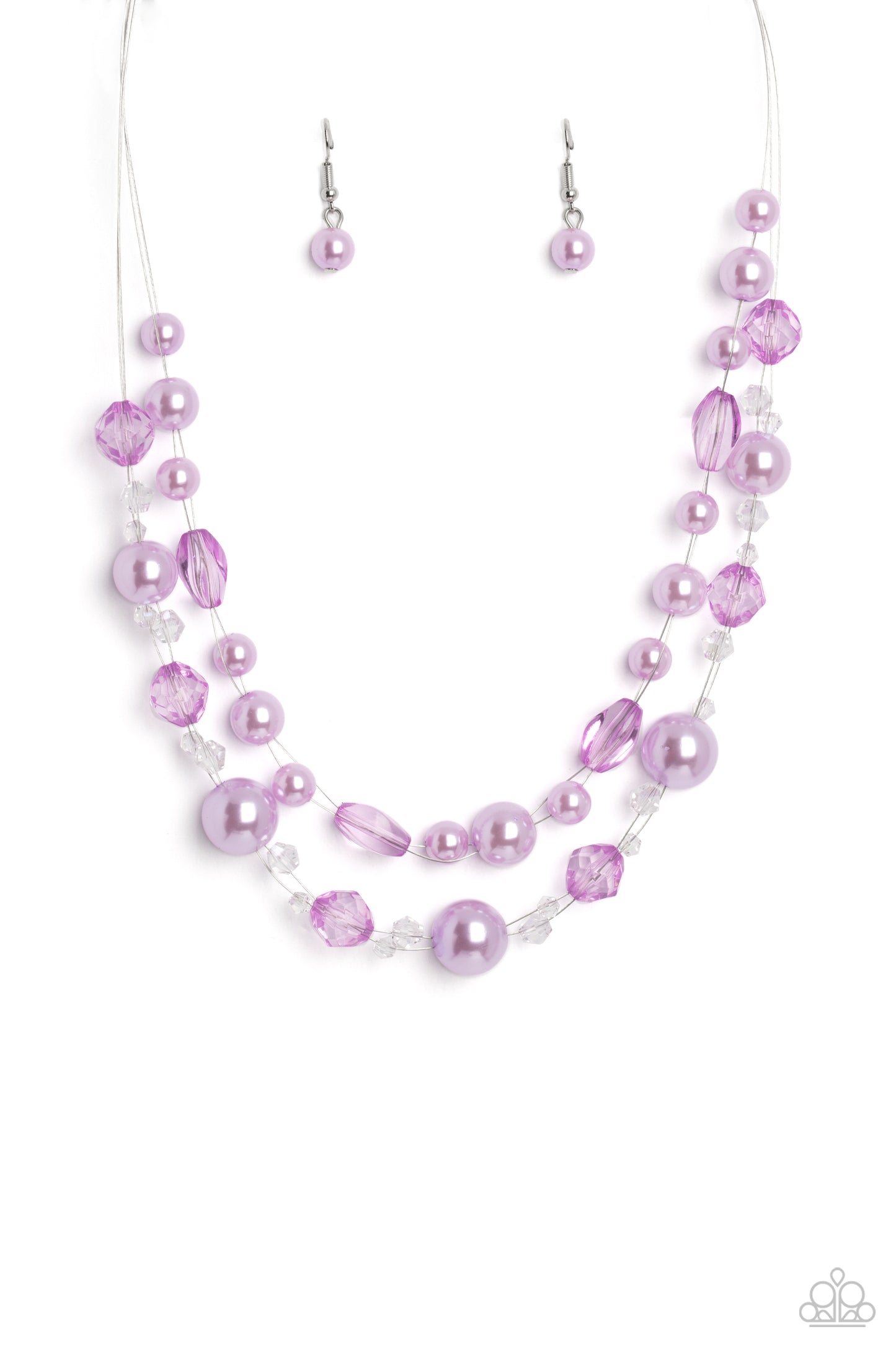 Parisian Pearls Paparazzi Accessories Necklace with Earrings - Purple