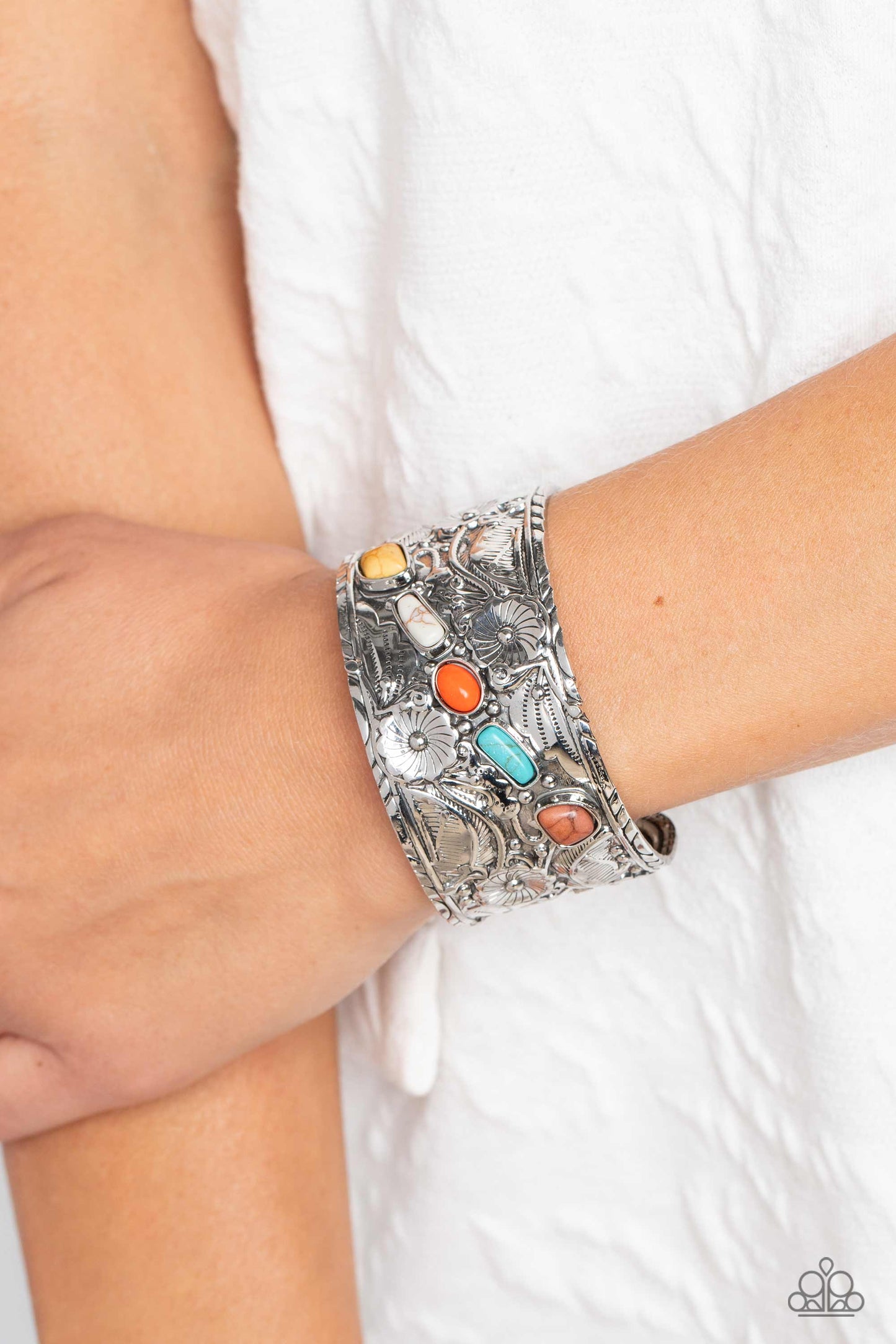 Still FLORAL Stones Paparazzi Accessories Cuff Bracelet Multi