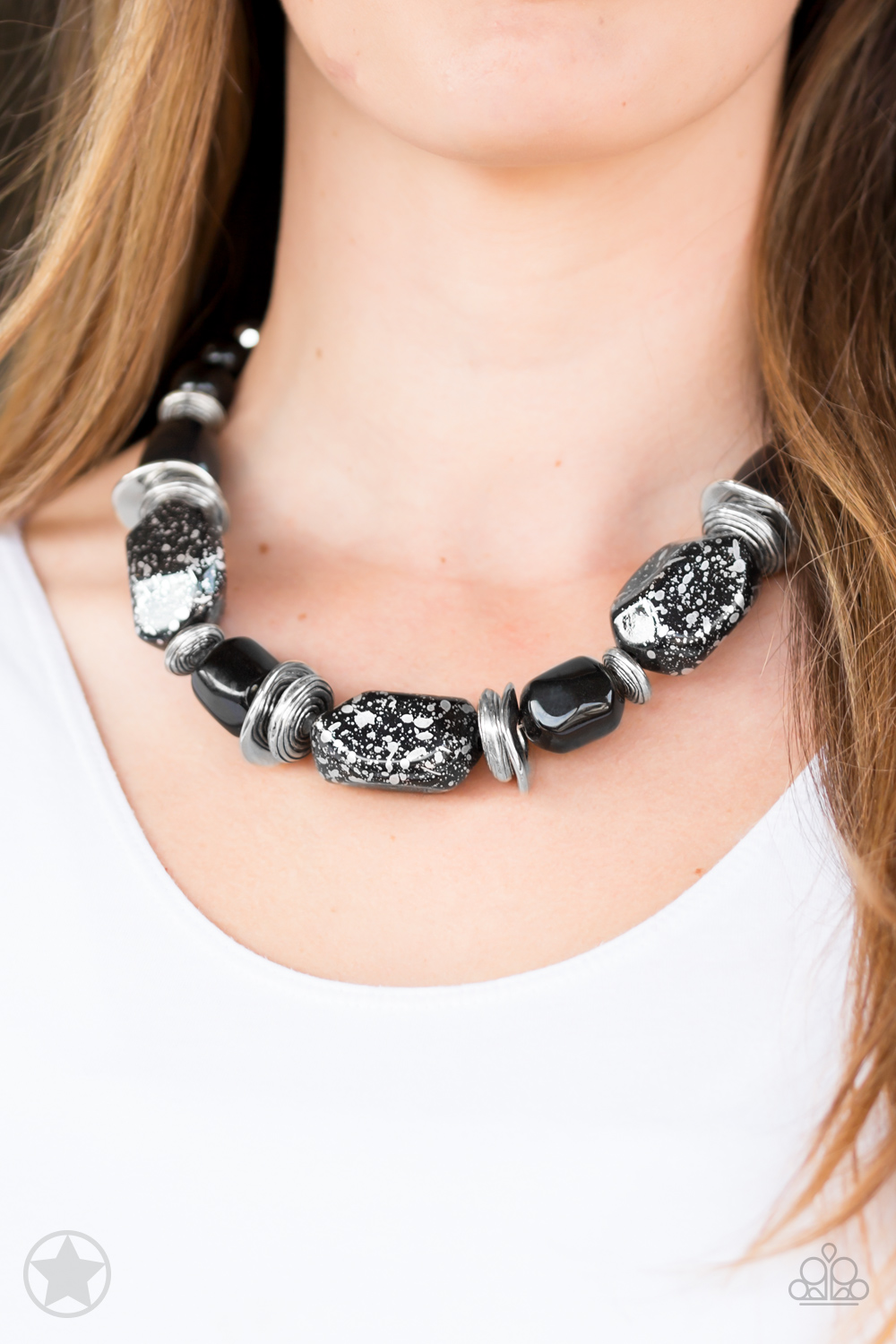 Best Seller!! Black Glazes Necklace with Earrings