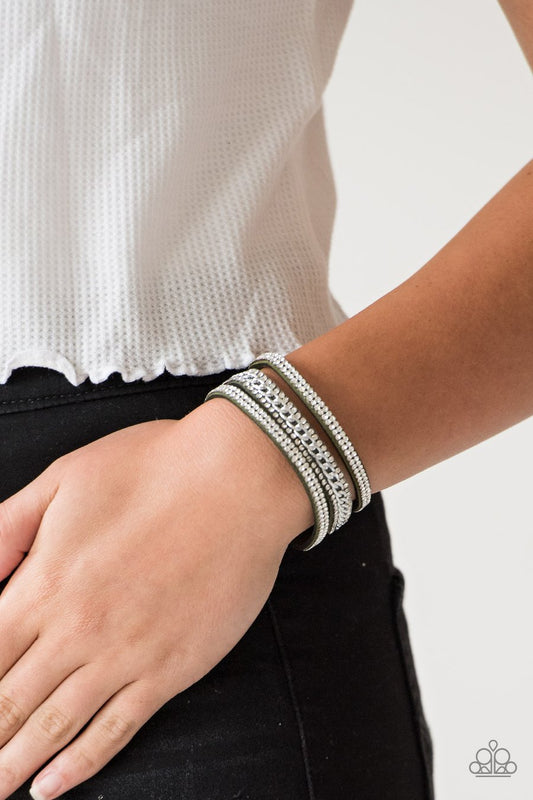 Rollin In Rhinestones Green Paparazzi Accessories Bracelet