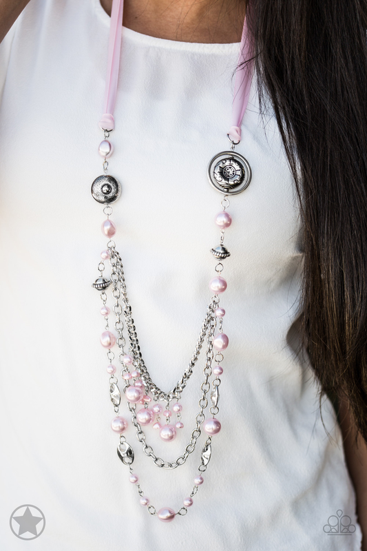 Best Seller!! All The Trimmings Pink Necklace with Earrings