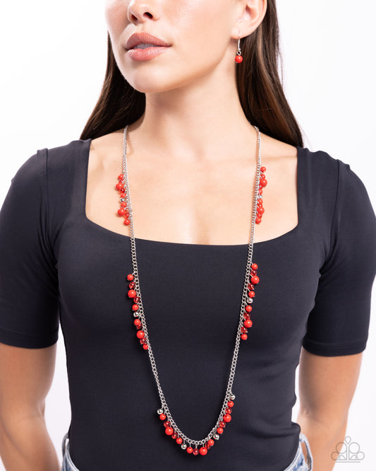 Miami Mojito Paparazzi Accessories Necklace with Earrings Red