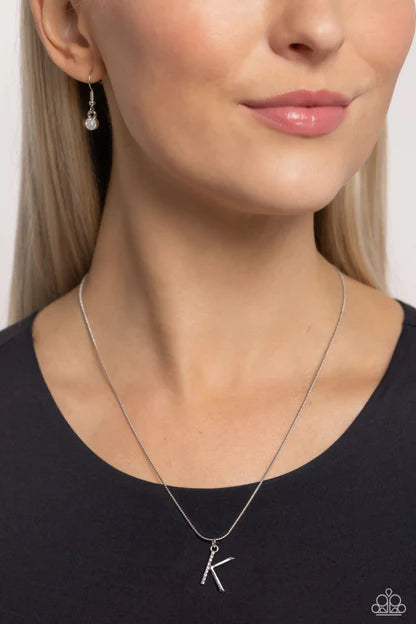 K - Letter of the Law Paparazzi Accessories Necklaces with Earrings Silver