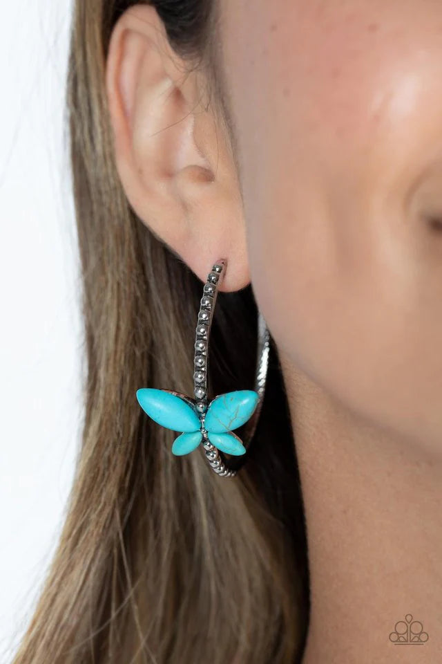 Bohemian Butterfly Paparazzi Accessories Hoop Earrings- Gold