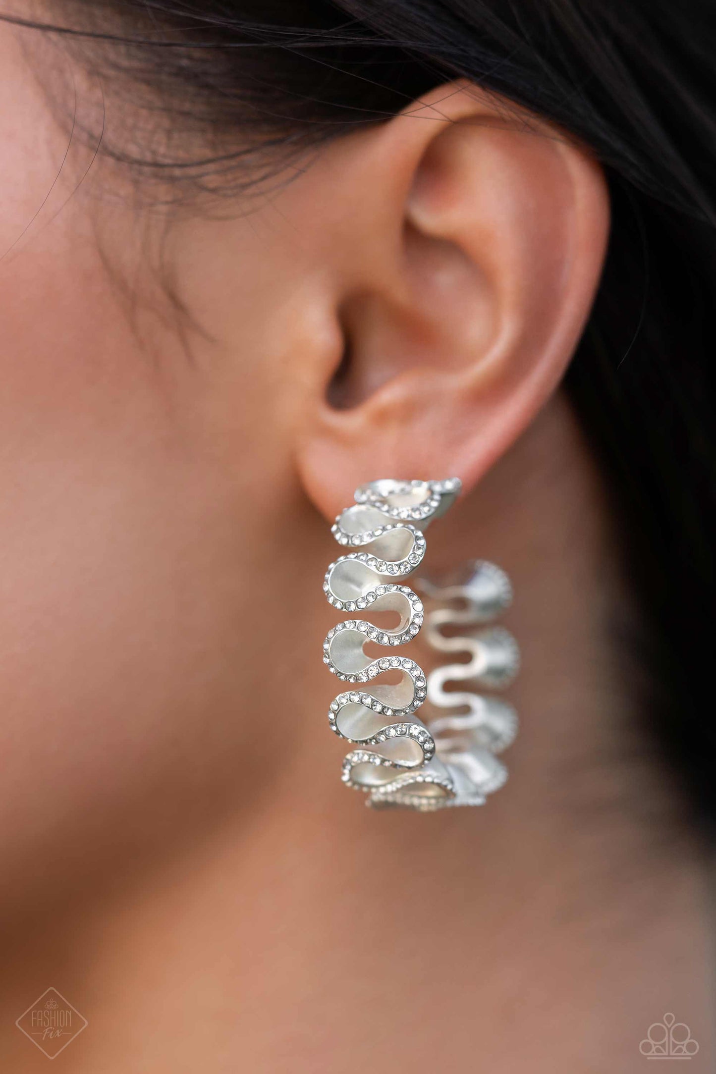 Resolutely Ruffled Paparazzi Accessories Hoop Earrings