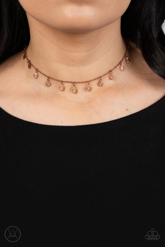 Chiming Charmer Paparazzi Accessories Choker with Earrings Copper