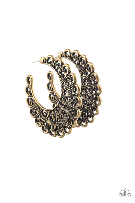 Funky Flirt – Brass | Paparazzi Earrings