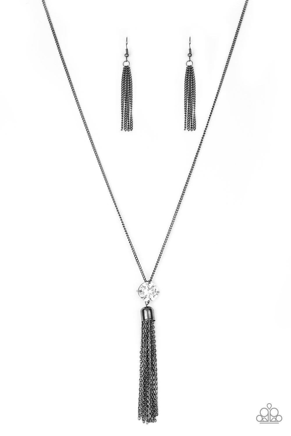 Five-Alarm FIREWORK Paparazzi Accessories Necklace with Earrings - Black