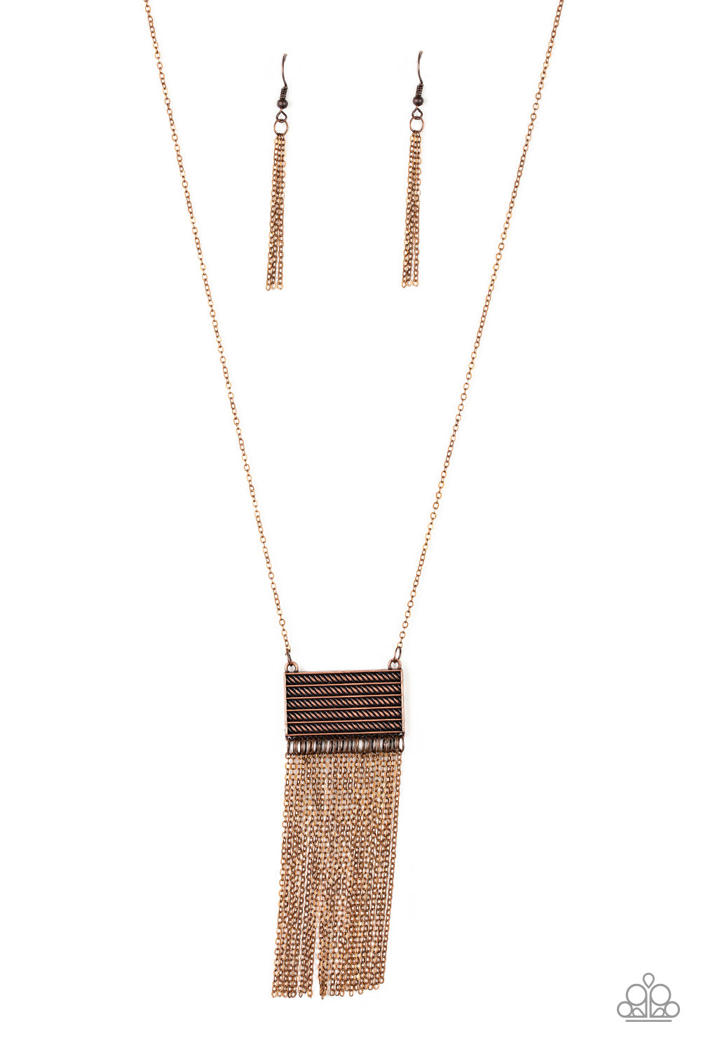 Totally Tassel Paparazzi Accessories Necklace with Earrings Copper