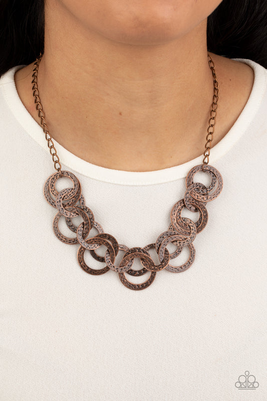 Treasure Tease Paparazzi Accessories Necklace with Earrings - Copper