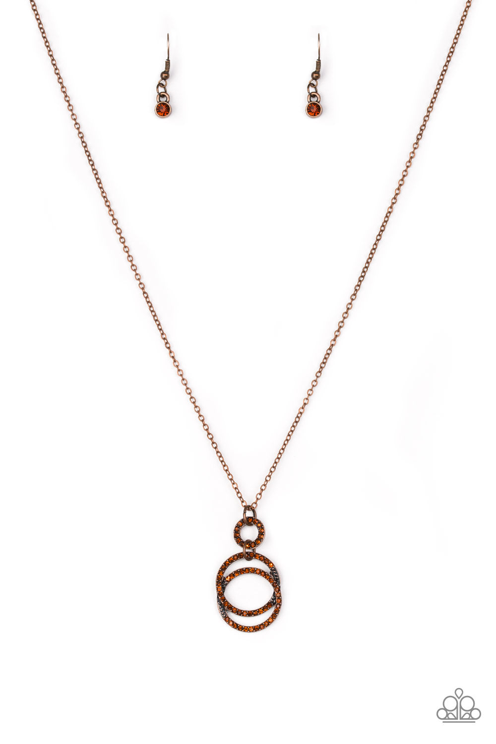 Timeless Trio Paparazzi Accessories Necklace with Earrings Copper