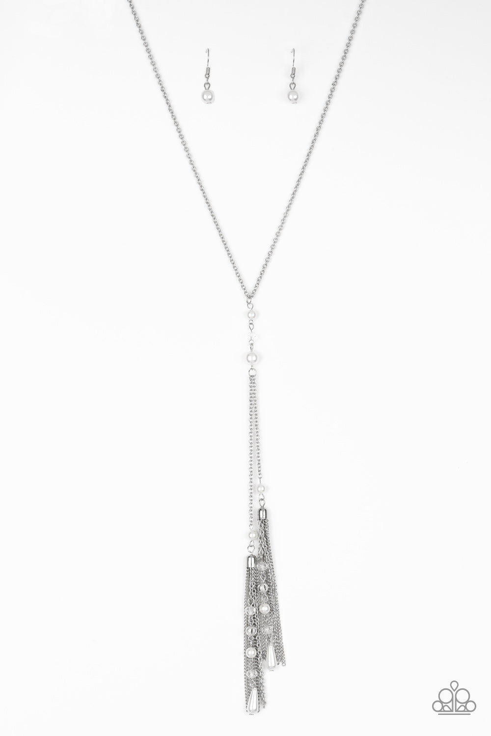 Timeless Tassels Paparazzi Necklace with Earrings Silver