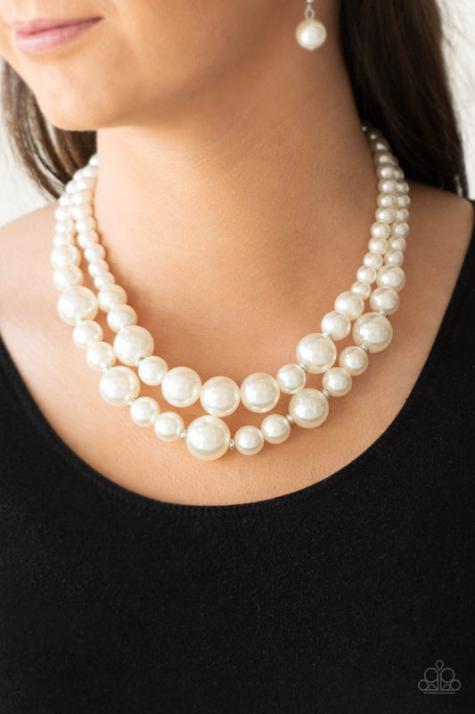 The More The Modest Paparazzi Accessories Necklace with Earrings White