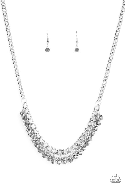 Glow and Grind Paparazzi Accessories Necklace with Earrings Silver
