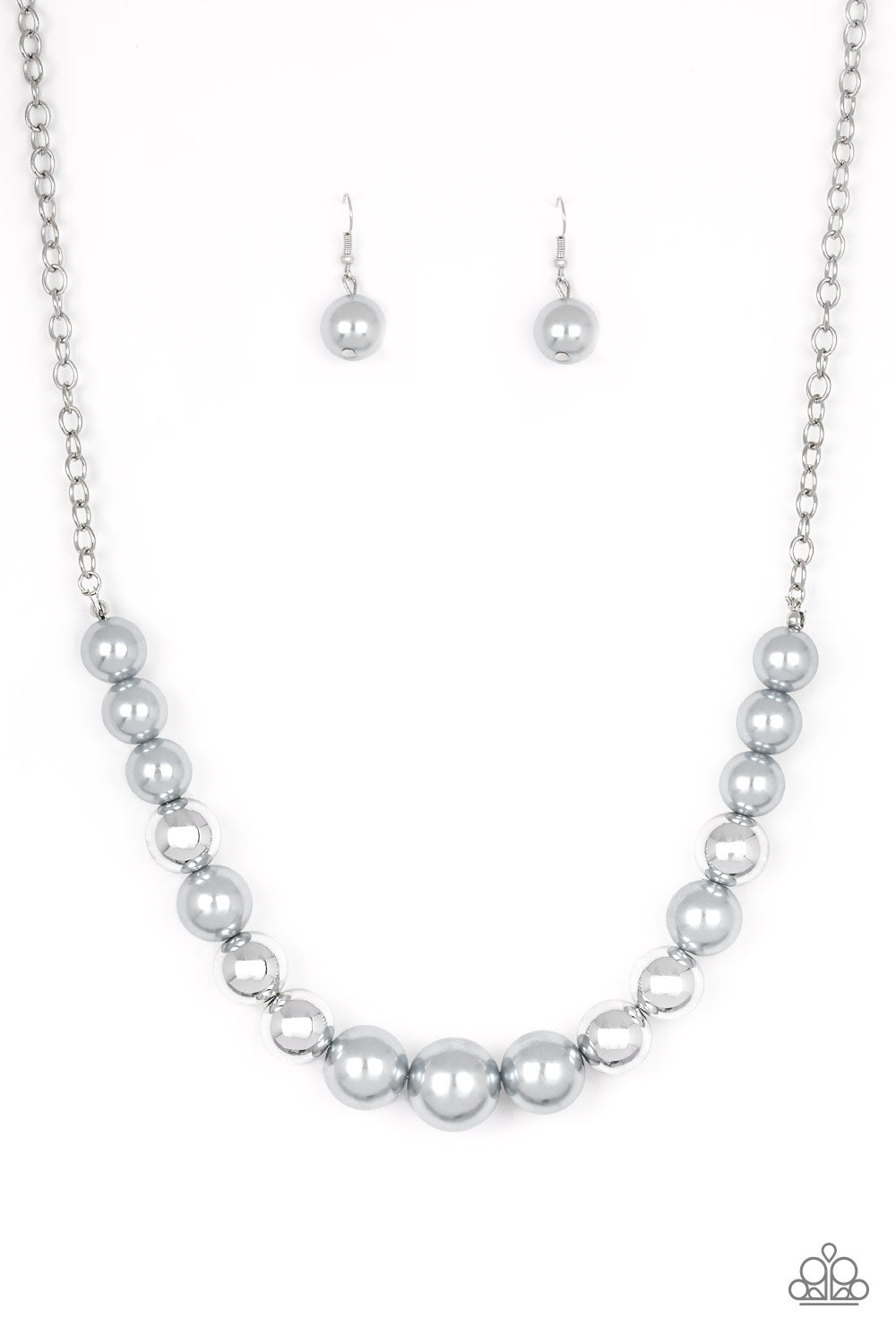 Take Note Paparazzi Accessories Necklace with Earrings -  Silver