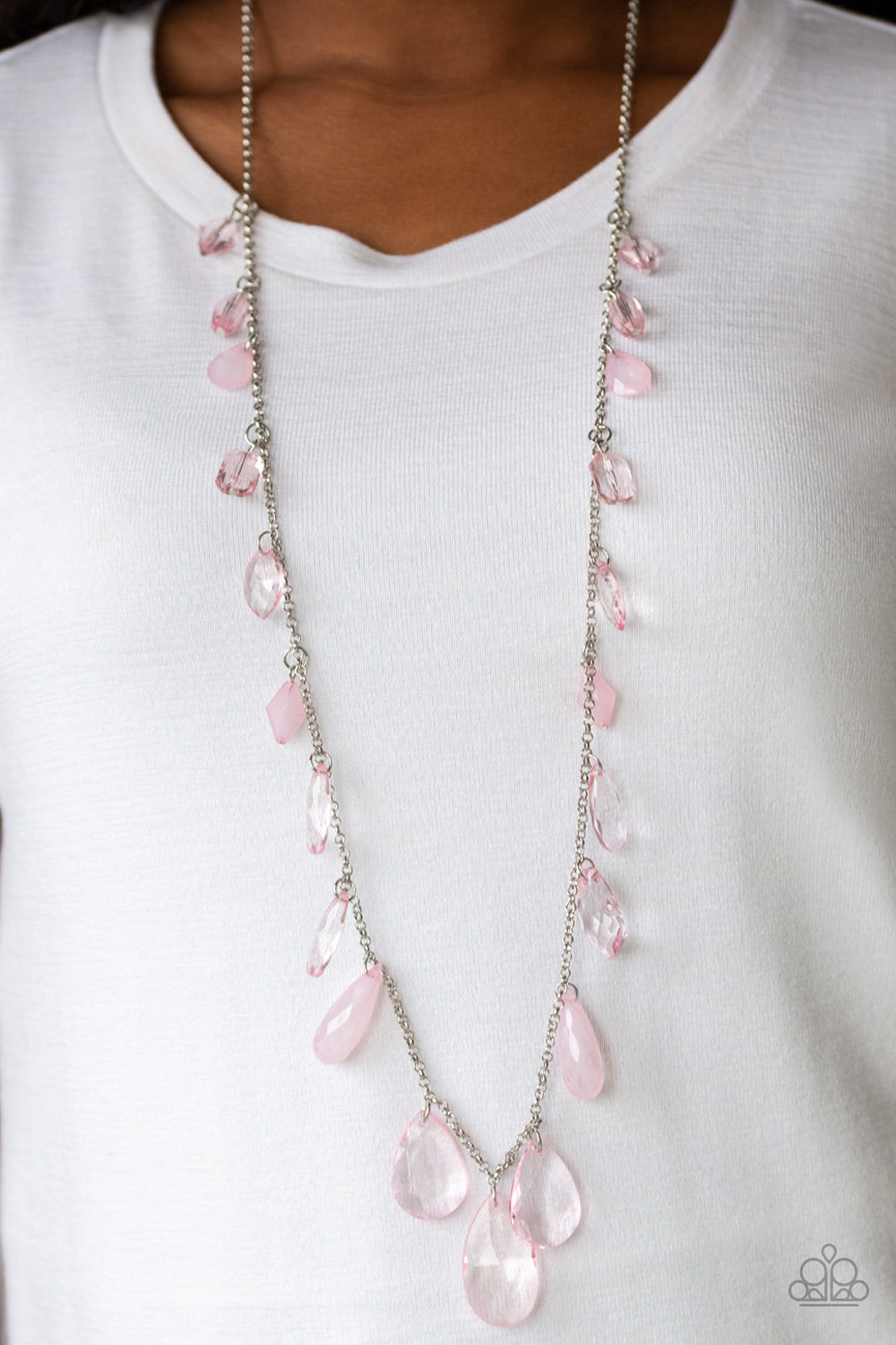 GLOW And Steady Wins The Race Paparazzi Necklace with Earrings - Pink