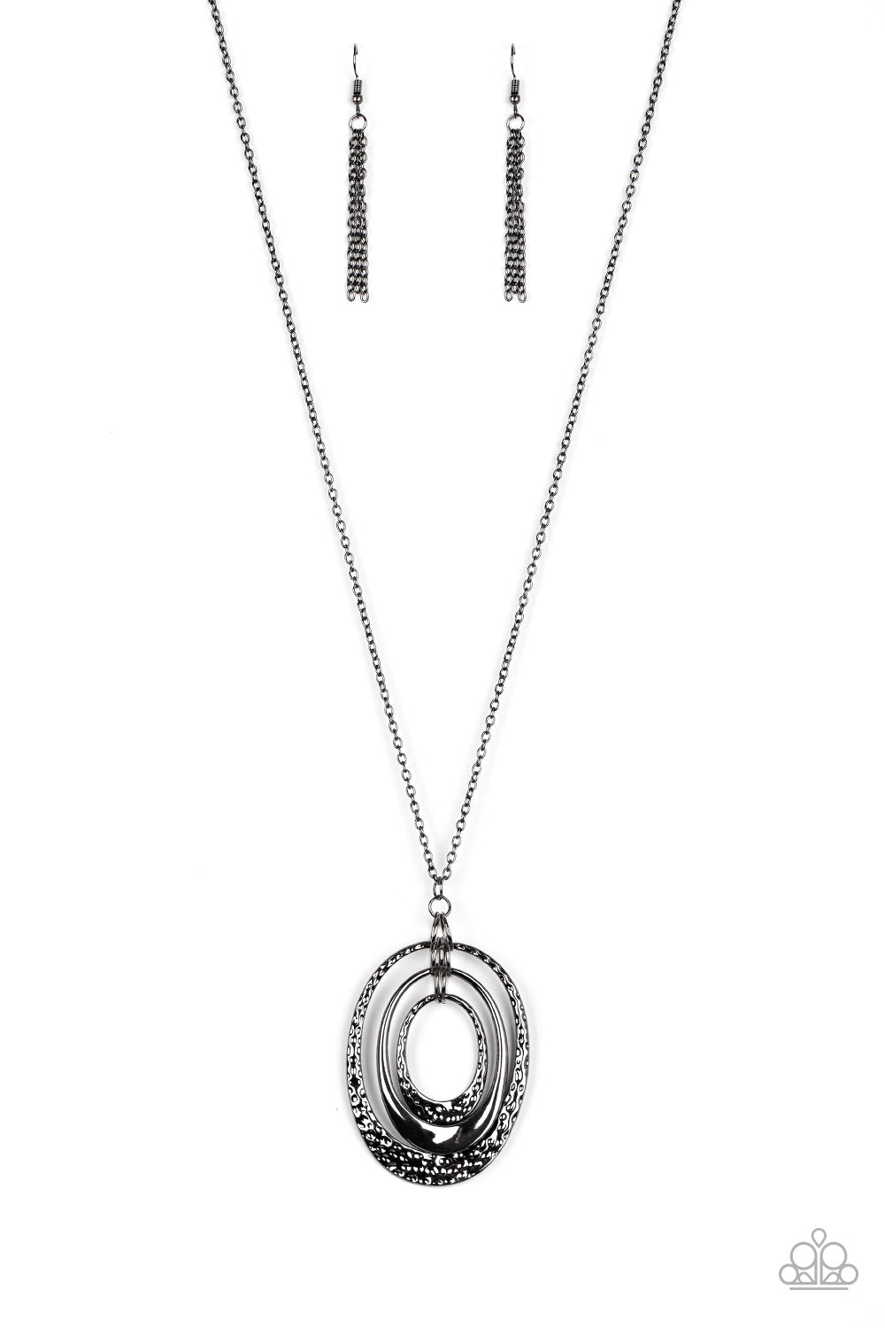 Dizzying Decor Paparazzi Accessories Necklace with Earrings - Black