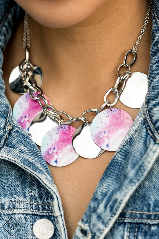 Tie Dye Drama Paparazzi Accessories Necklace with Earrings