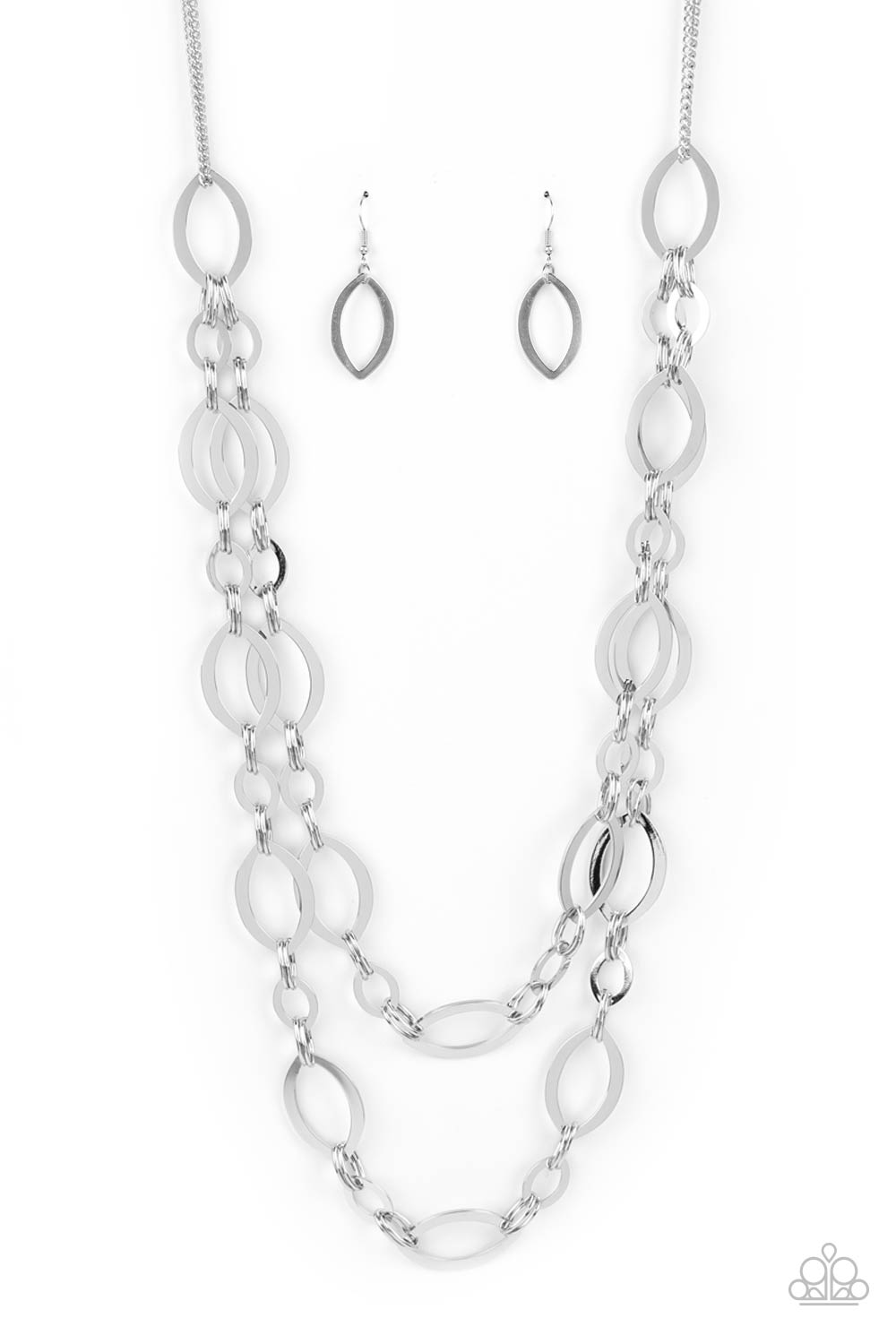 The OVAL-achiever Paparazzi Accessories Necklace with Earrings Silver
