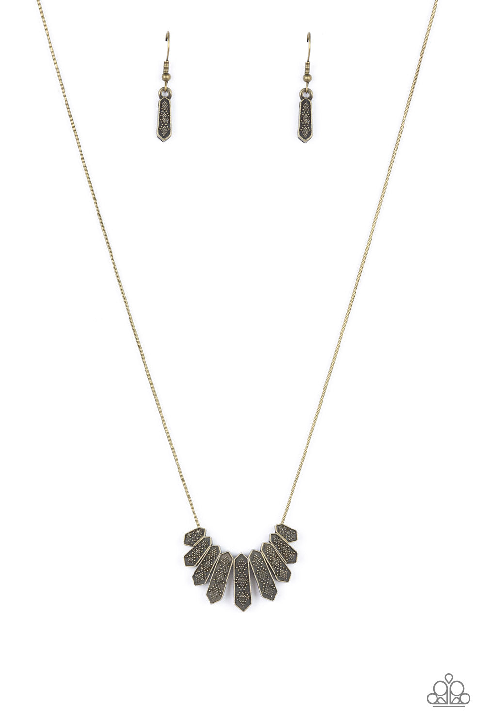Monumental March Paparazzi Accessories Necklace with Earrings Brass