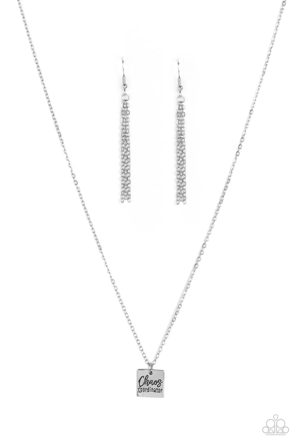 Chaos Coordinator Paparazzi Accessories Necklace with Earrings - Silver